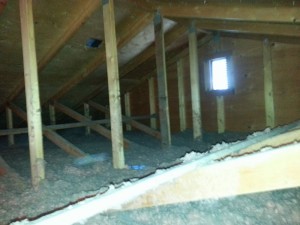 Gable end celulose attic